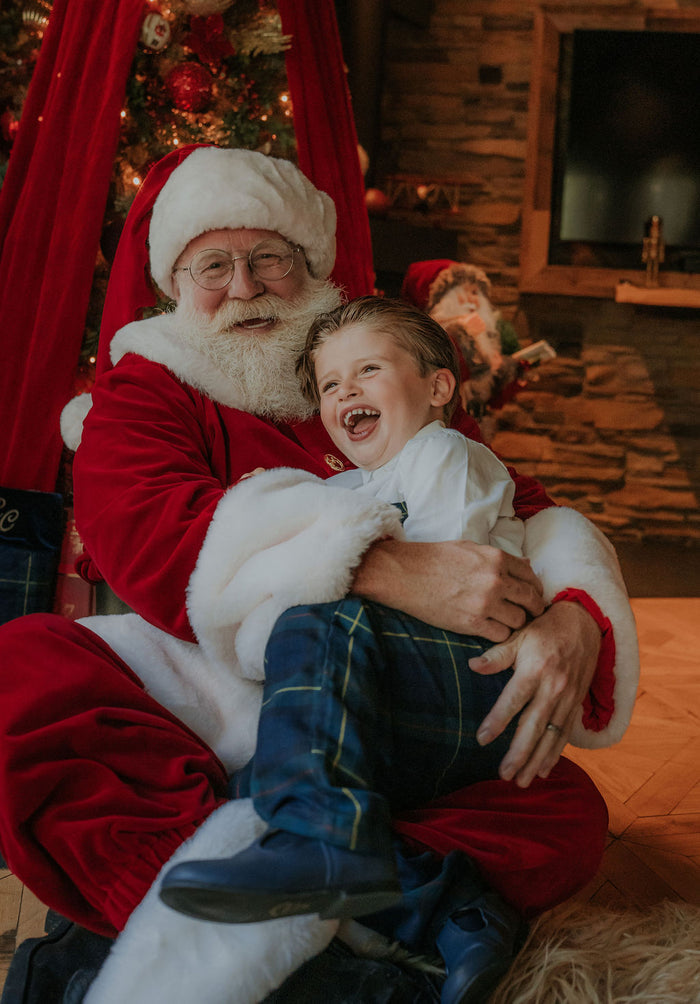 Boys Personalised Shirt and Royal Navy Tartan Trouser Set