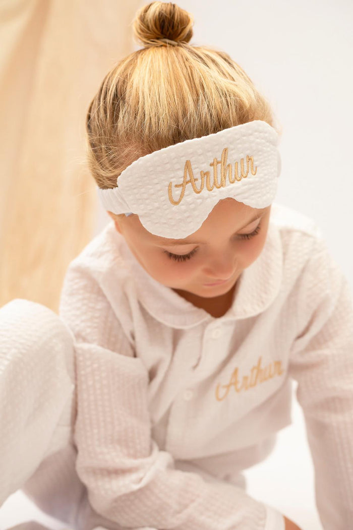 Boys Personalised Sweet Dreams Seersucker Eyemask