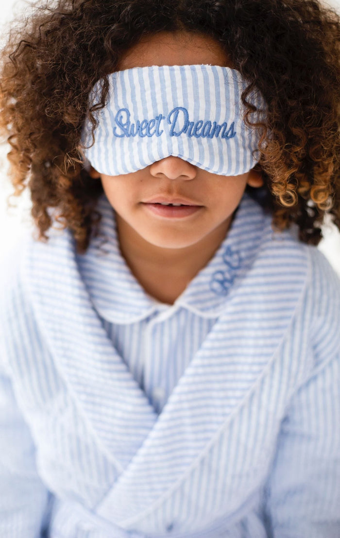 Boys Personalised Sweet Dreams Seersucker Eyemask
