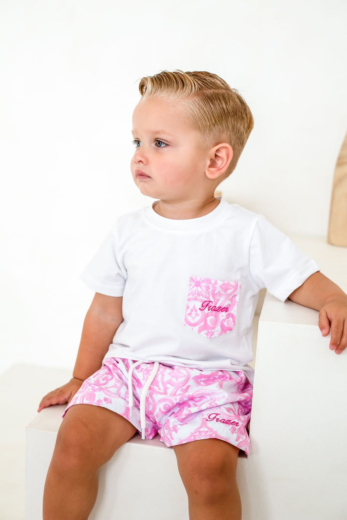 Boys Pink Capri Pocket T-Shirt
