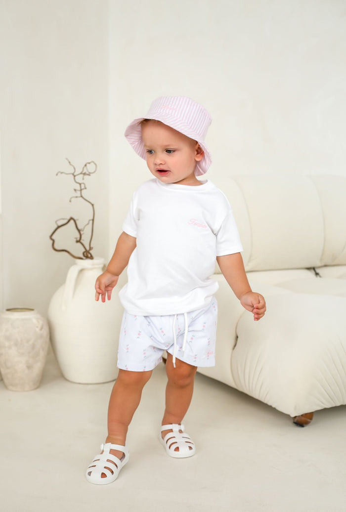 Boys Pink Ditsy Swimshorts