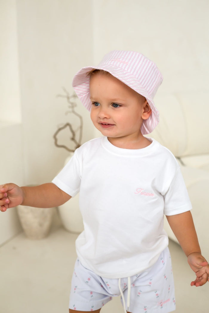 Boys Pink Stripe Bucket Hat