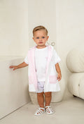 Boys Pink Stripe Towelling Coverup