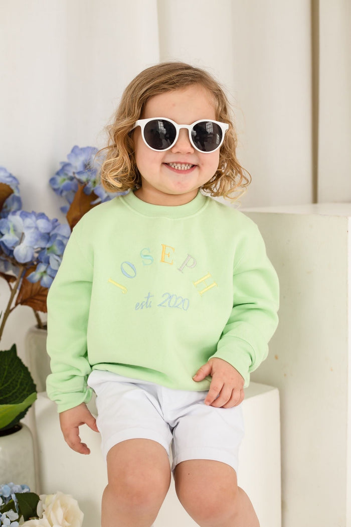 Boys Pistachio Personalised Est Sweater