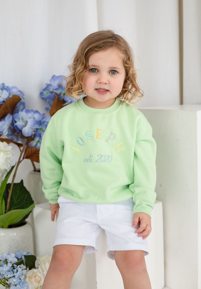Boys Pistachio Personalised Est Sweater