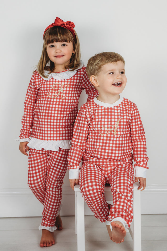 Boys Red Gingham Dreams Set