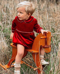 Boys Red Luxe Smocked Romper