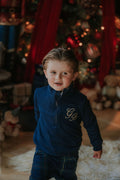 Boys Royal Navy Knitted Zip Up
