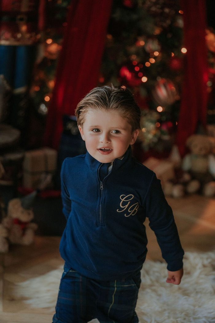 Boys Royal Navy Knitted Zip Up