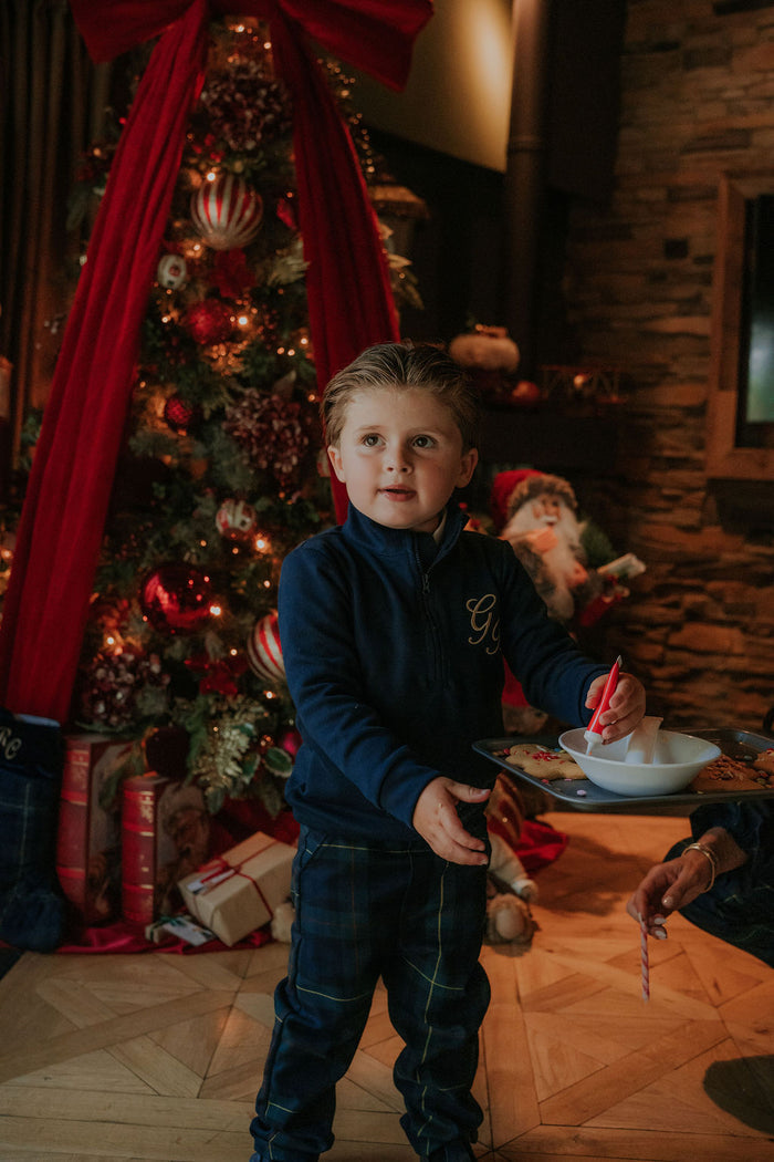 Boys Royal Navy Knitted Zip Up