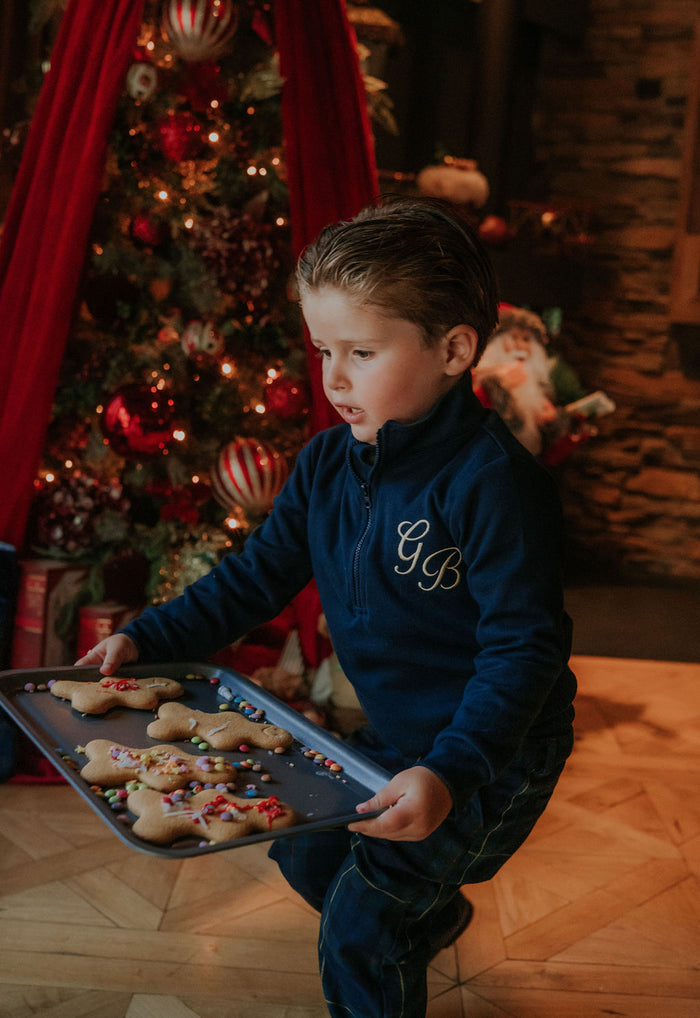 Boys Royal Navy Knitted Zip Up