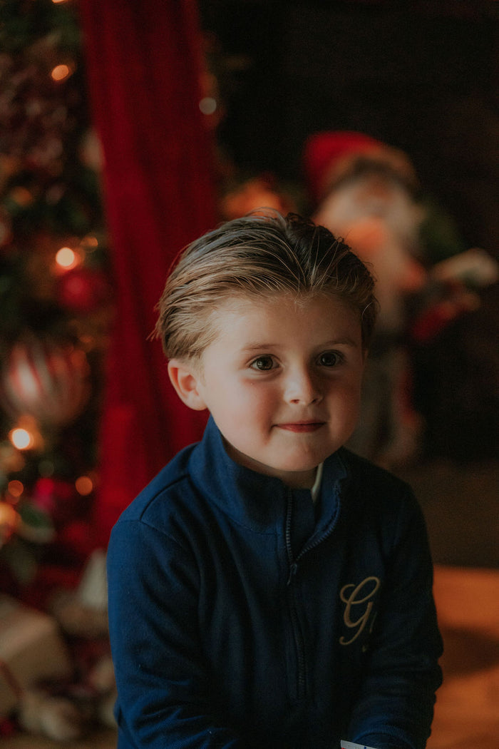 Boys Royal Navy Knitted Zip Up