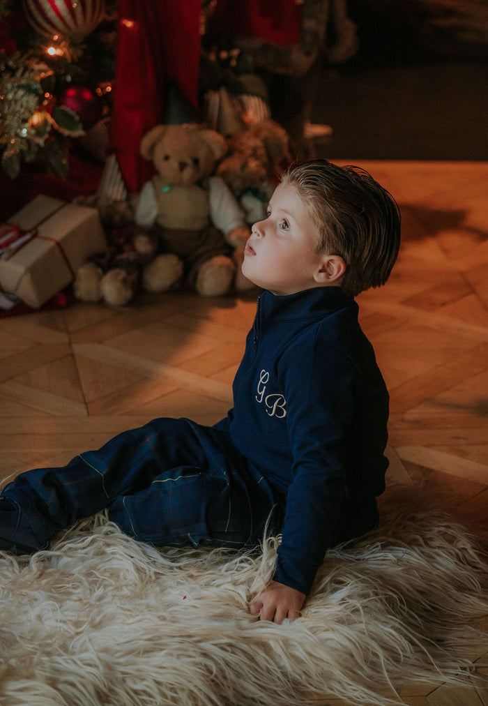 Boys Royal Navy Knitted Zip Up