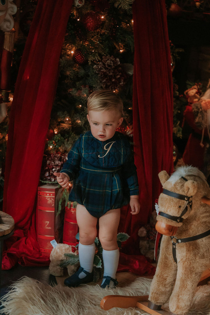 Boys Royal Navy Tartan Personalised Bib
