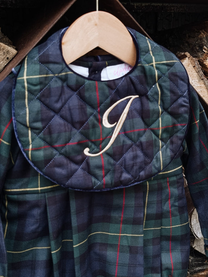 Boys Royal Navy Tartan Personalised Bib