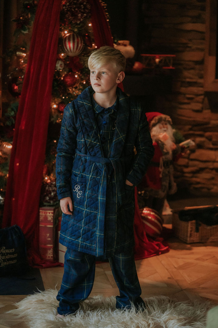 Boys Royal Navy Tartan Personalised Dressing Gown