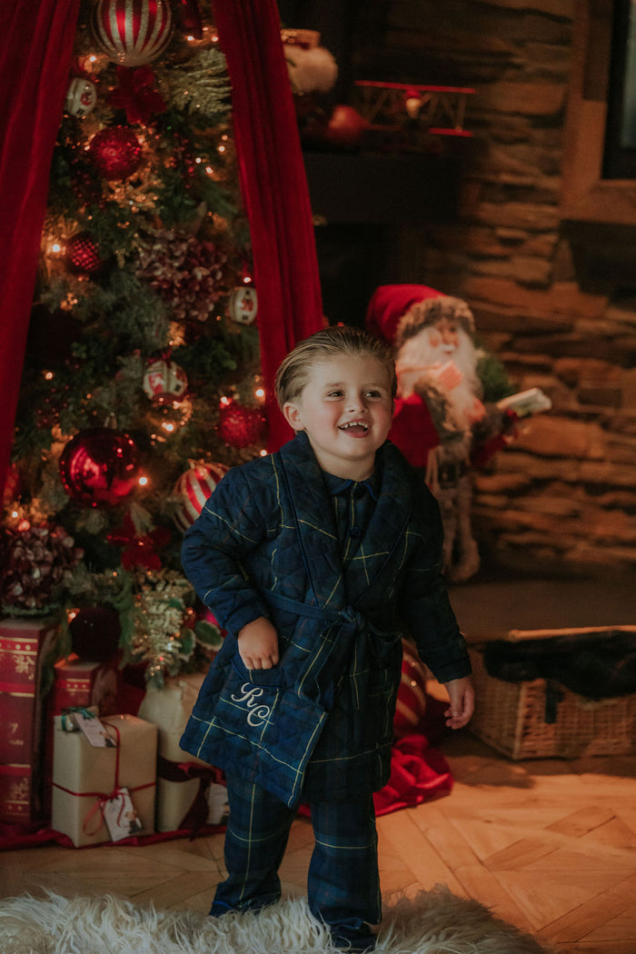 Boys Royal Navy Tartan Personalised Dressing Gown