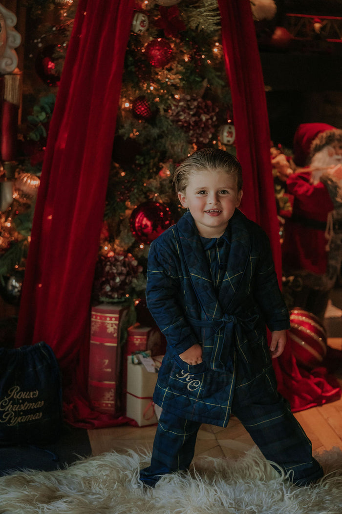 Boys Royal Navy Tartan Personalised Dressing Gown