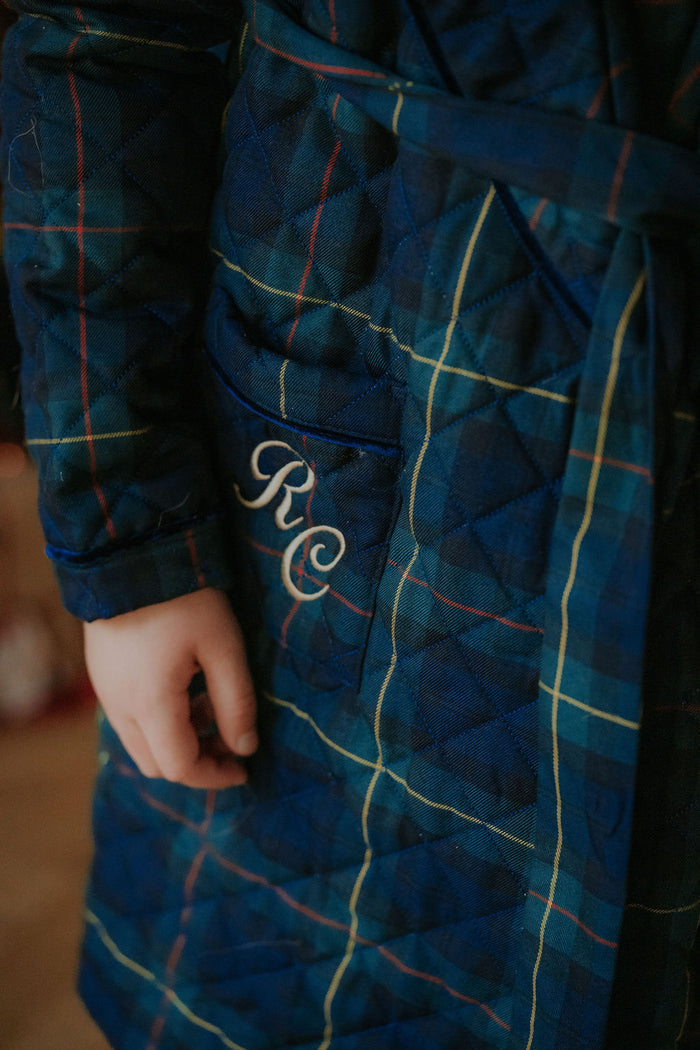 Boys Royal Navy Tartan Personalised Dressing Gown
