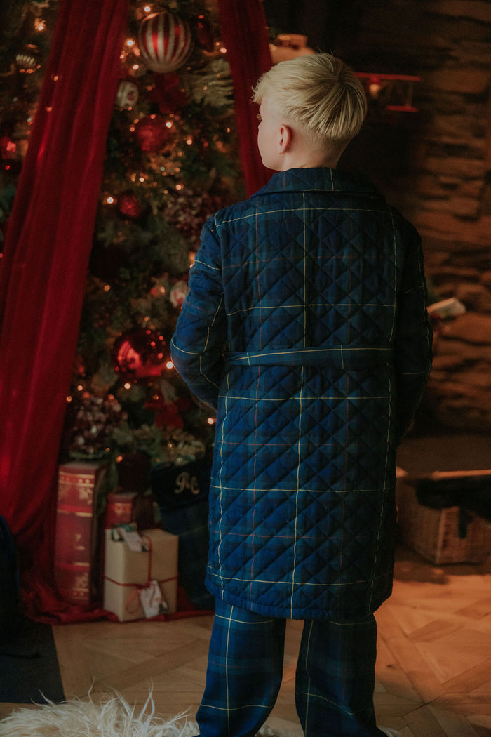 Boys Royal Navy Tartan Personalised Dressing Gown