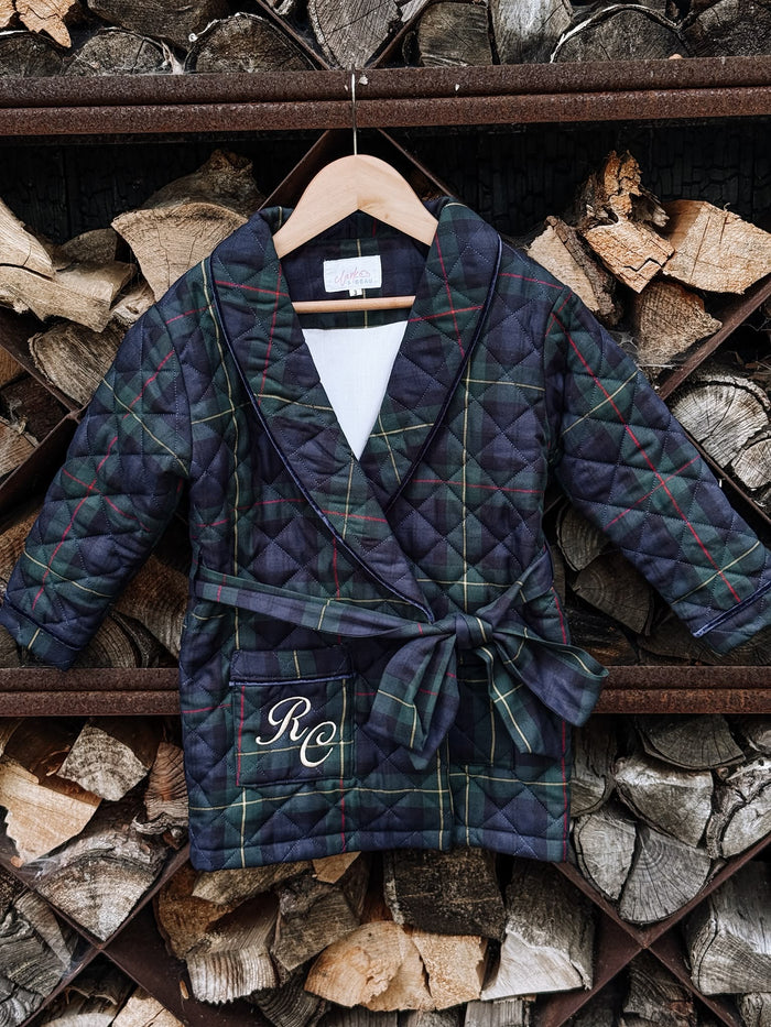 Boys Royal Navy Tartan Personalised Dressing Gown