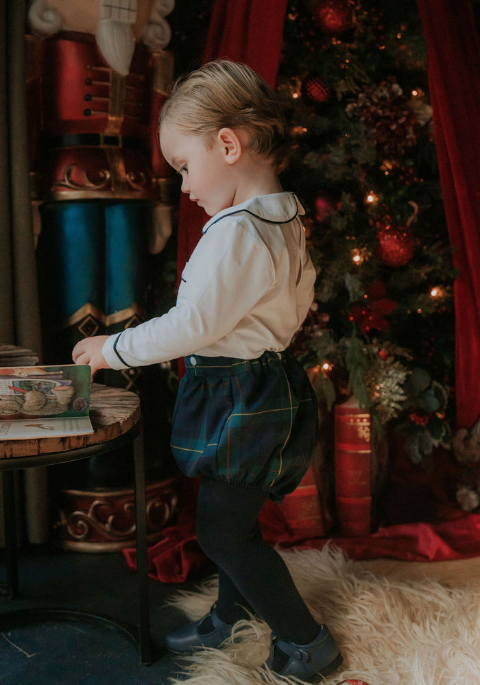 Boys Royal Navy Tartan Personalised Jam Pant Set