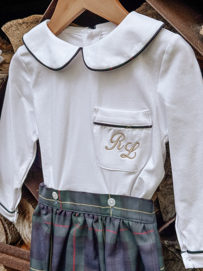 Boys Royal Navy Tartan Personalised Jam Pant Set