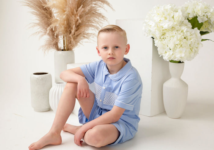 Boys Smocked Pyjamas - Short Sleeve And Leg
