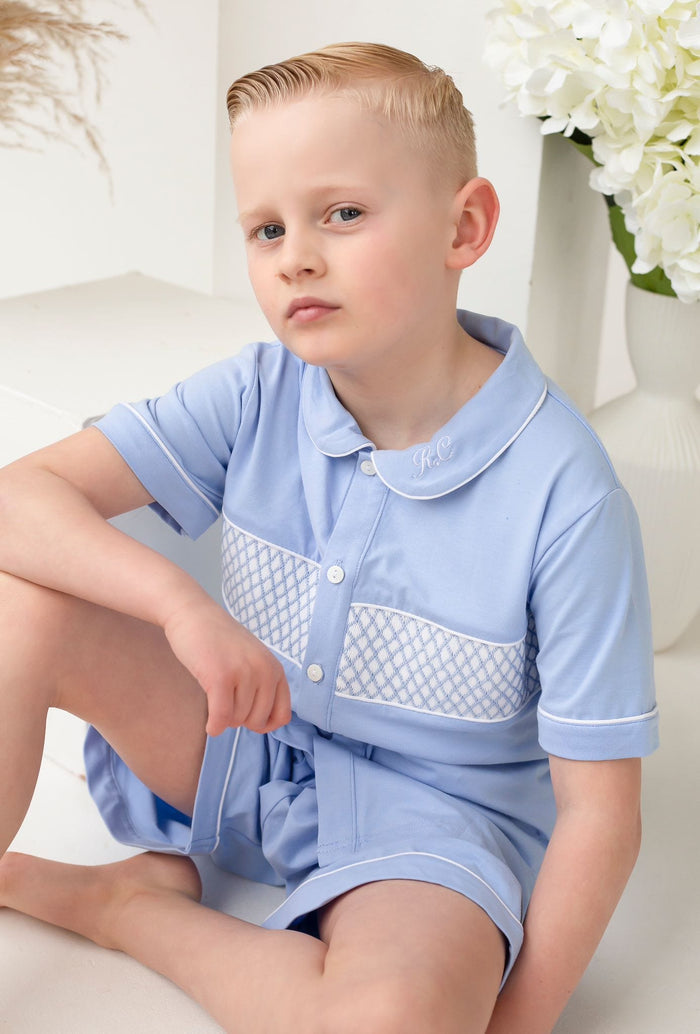 Boys Smocked Pyjamas - Short Sleeve And Leg