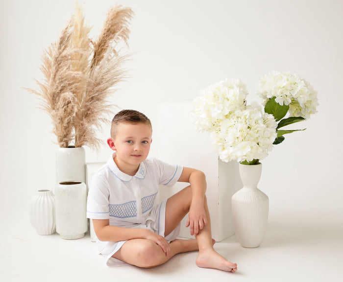 Boys Smocked Pyjamas - Short Sleeve And Leg