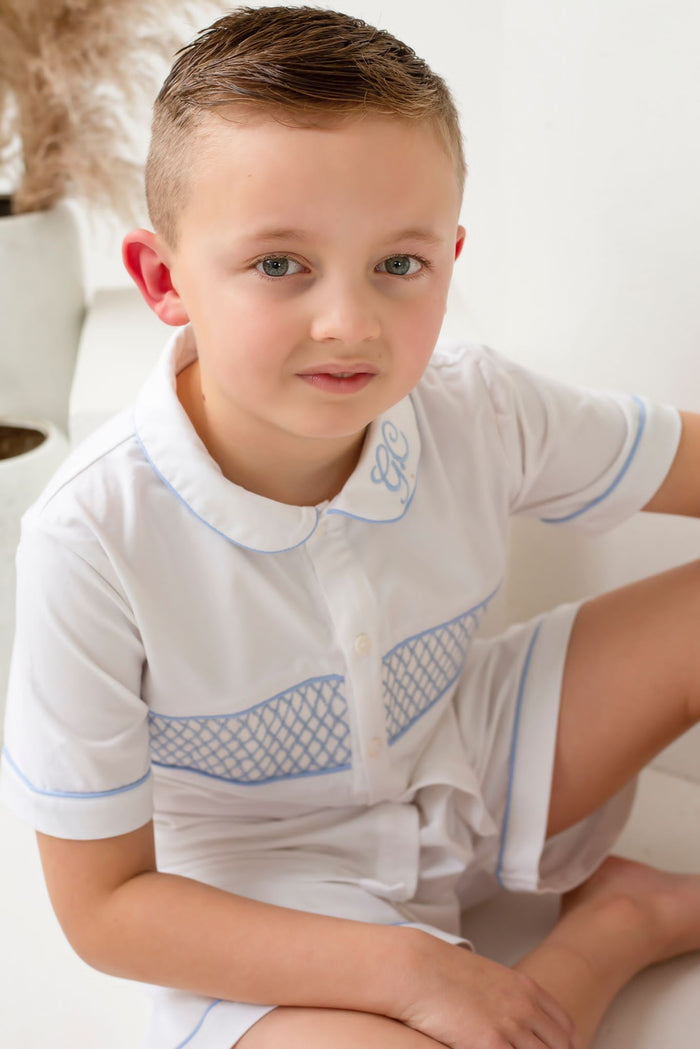 Boys Smocked Pyjamas - Short Sleeve And Leg