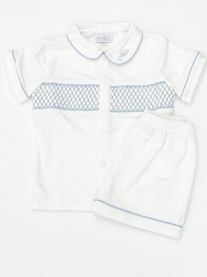 Boys Smocked Pyjamas - Short Sleeve And Leg