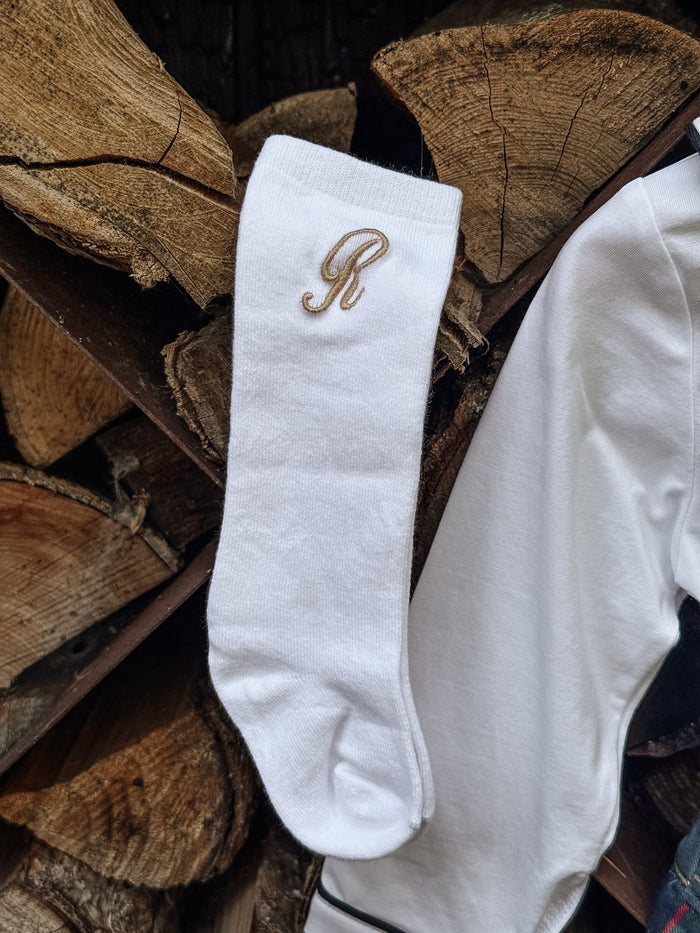 Boys White Personalised Initial Socks