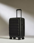 a black suitcase with wheels
