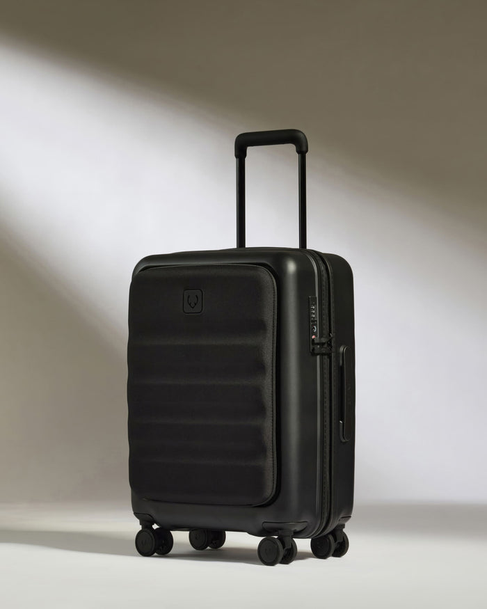 a black suitcase with wheels