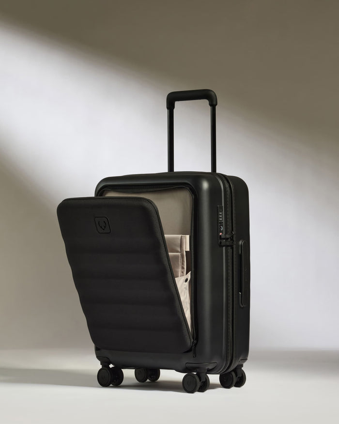 a black suitcase with wheels