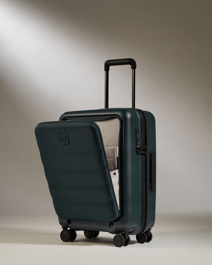 a suitcase with wheels and a handle