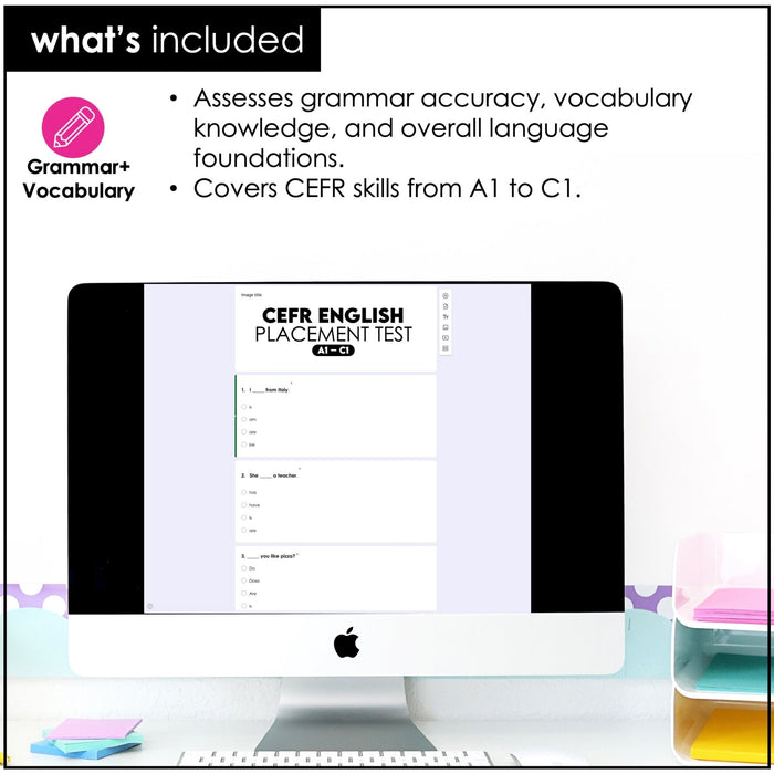 CEFR English Level Test for Google Forms – ESL & ELL Diagnostic Assessment - Hot Chocolate Teachables