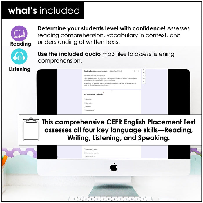 CEFR English Level Test for Google Forms – ESL & ELL Diagnostic Assessment - Hot Chocolate Teachables
