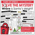 Christmas Escape Room - Vocabulary - Comprehension - Parts of Speech - ELL / ESL - Hot Chocolate Teachables