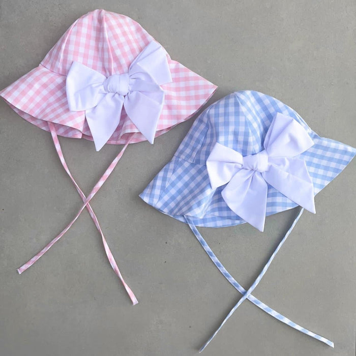 Clark and Beau Exclusive Girls Blue Gingham Sun Hat