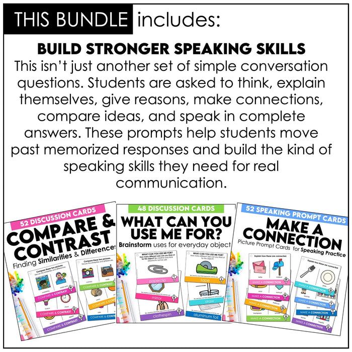 Critical Thinking Speaking Cards Bundle – ESL Discussion Prompts & Task Cards - Hot Chocolate Teachables