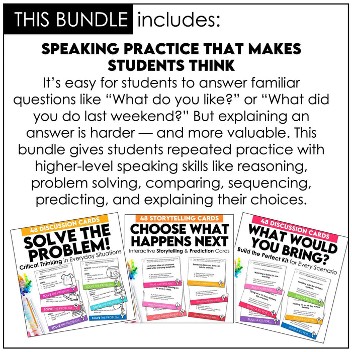Critical Thinking Speaking Cards Bundle – ESL Discussion Prompts & Task Cards - Hot Chocolate Teachables