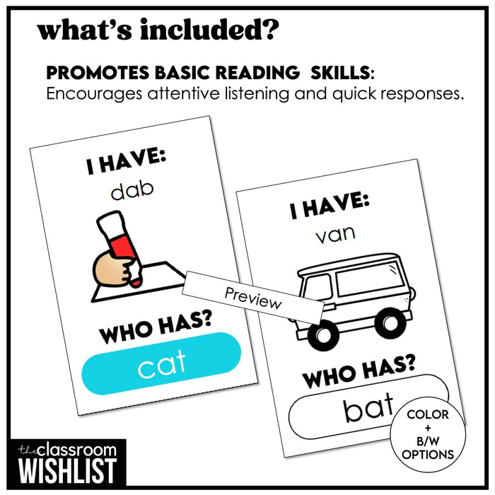 CVC Words I Have, Who Has? Card Game Bundle | Short Vowels A, E, I, O, U - Hot Chocolate Teachables