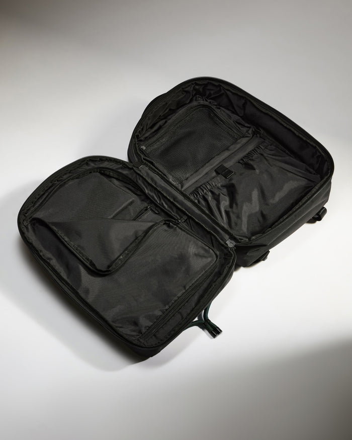 a black bag with zippers