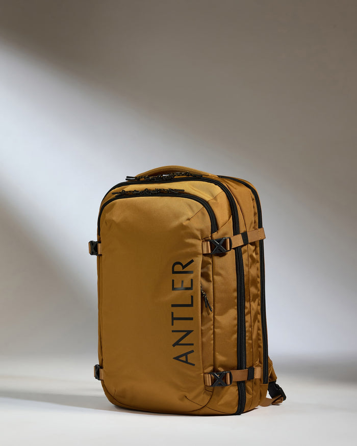 a yellow bag with black text
