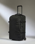 a black suitcase with wheels