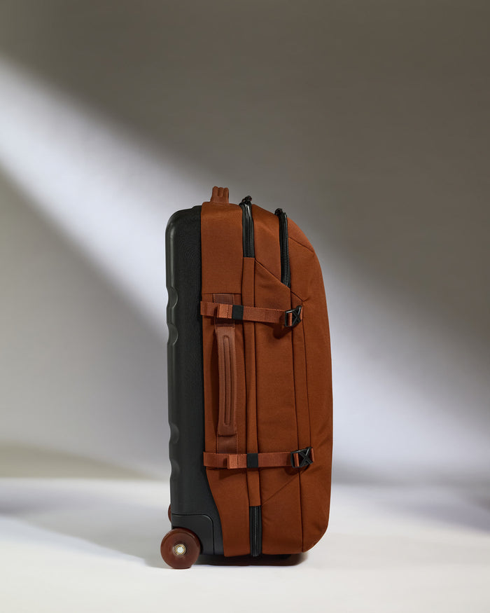 a brown and black suitcase