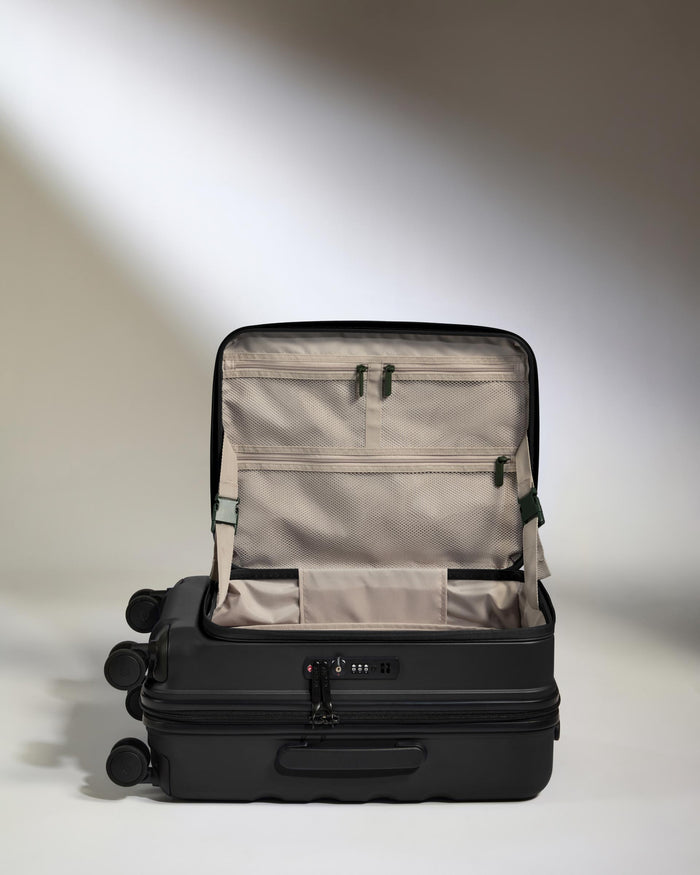 a black suitcase with wheels