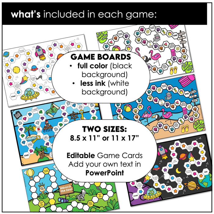 Editable Board Game Templates - Customize Blank Playing Cards in PowerPoint - Hot Chocolate Teachables